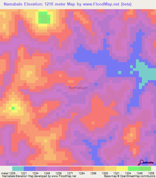 Namabale,Uganda Elevation Map