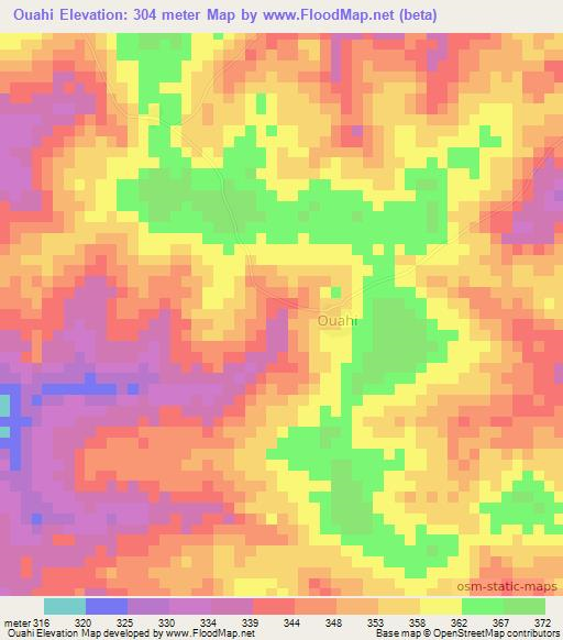 Ouahi,Ivory Coast Elevation Map