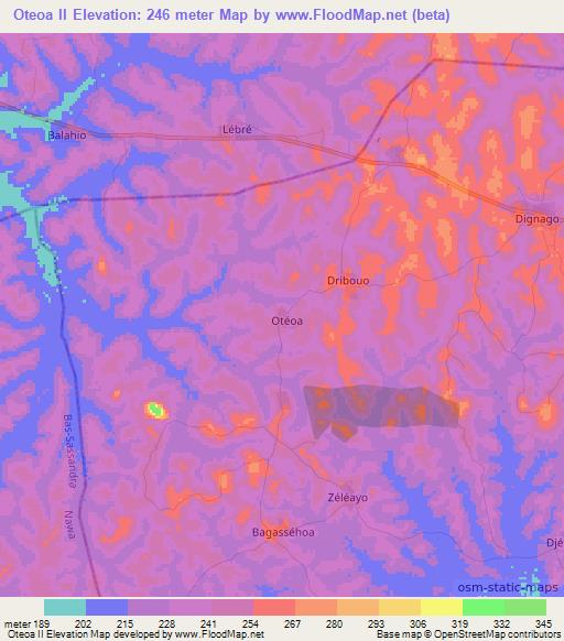 Oteoa II,Ivory Coast Elevation Map