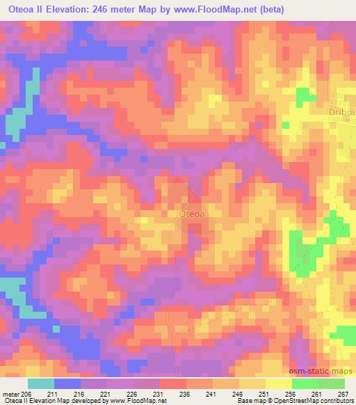 Oteoa II,Ivory Coast Elevation Map