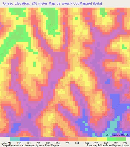 Onayo,Ivory Coast Elevation Map