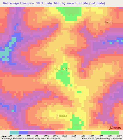 Nalukonge,Uganda Elevation Map