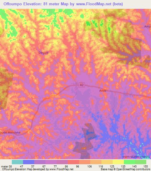 Offoumpo,Ivory Coast Elevation Map
