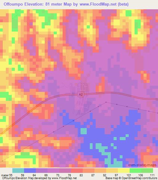 Offoumpo,Ivory Coast Elevation Map