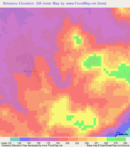 Nziessou,Ivory Coast Elevation Map