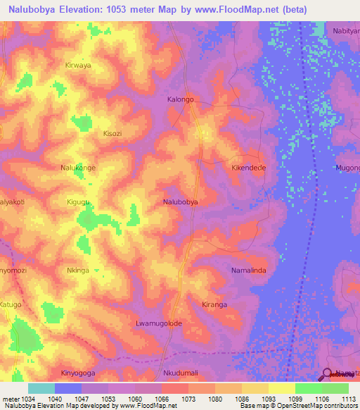 Nalubobya,Uganda Elevation Map