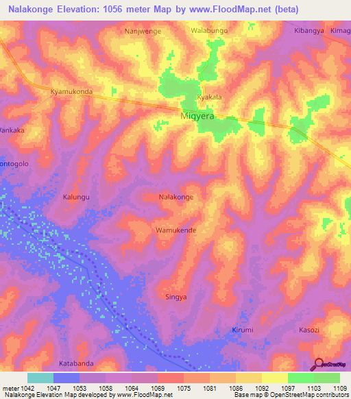 Nalakonge,Uganda Elevation Map