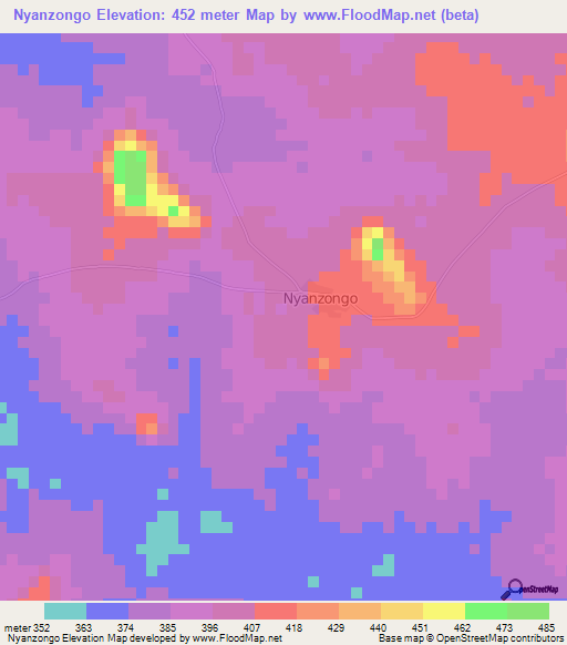 Nyanzongo,Ivory Coast Elevation Map