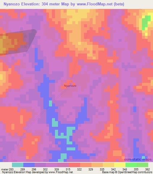 Nyanozo,Ivory Coast Elevation Map