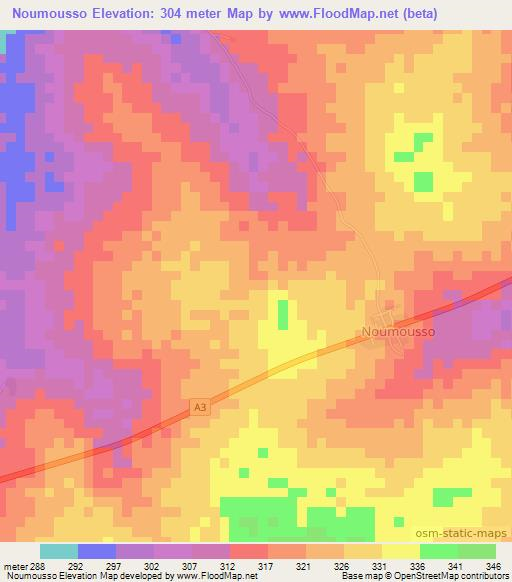 Noumousso,Ivory Coast Elevation Map