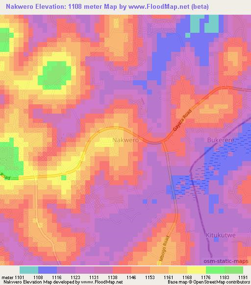 Nakwero,Uganda Elevation Map