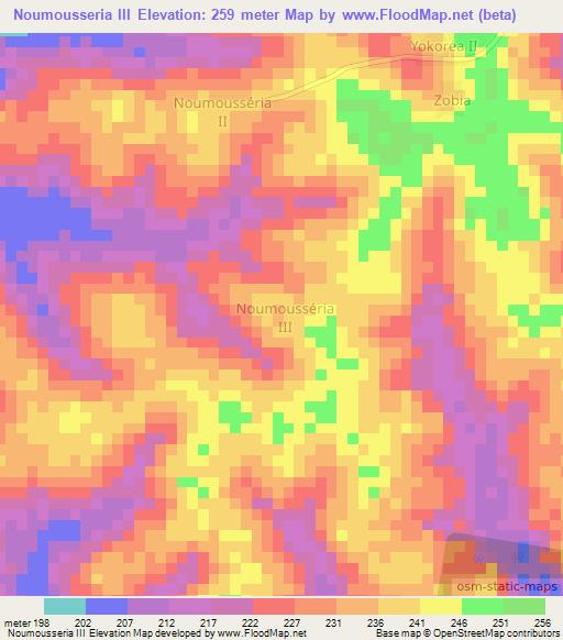 Noumousseria III,Ivory Coast Elevation Map