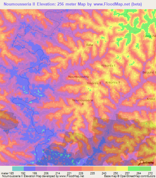 Noumousseria II,Ivory Coast Elevation Map