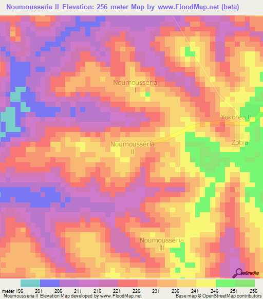 Noumousseria II,Ivory Coast Elevation Map