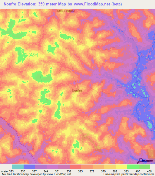 Noufre,Ivory Coast Elevation Map