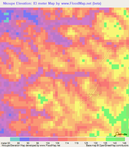 Nkoupe,Ivory Coast Elevation Map