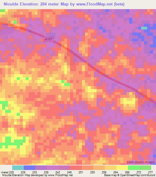Nioulde,Ivory Coast Elevation Map