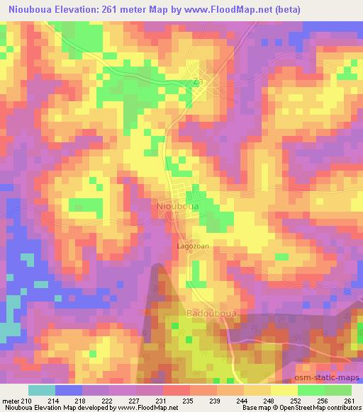 Niouboua,Ivory Coast Elevation Map