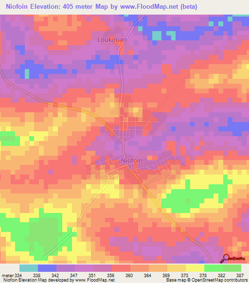 Niofoin,Ivory Coast Elevation Map