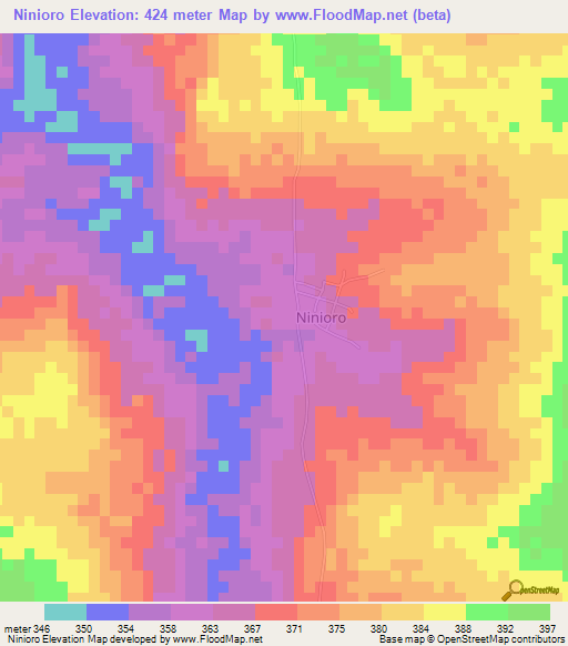 Ninioro,Ivory Coast Elevation Map