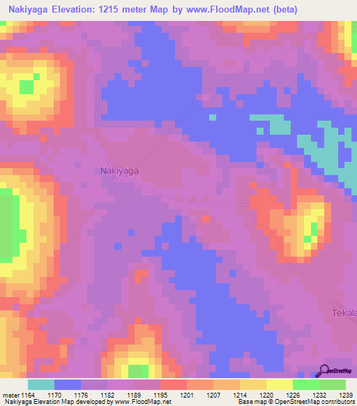 Nakiyaga,Uganda Elevation Map