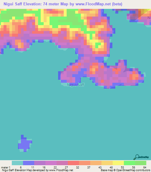 Nigui Saff,Ivory Coast Elevation Map