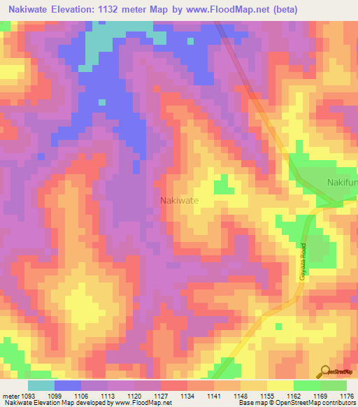 Nakiwate,Uganda Elevation Map