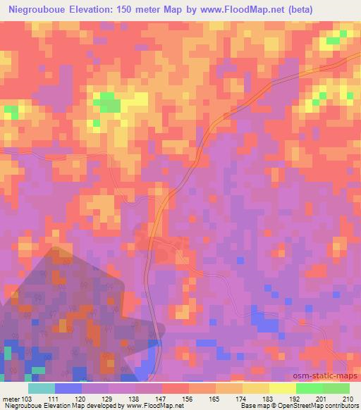 Niegrouboue,Ivory Coast Elevation Map