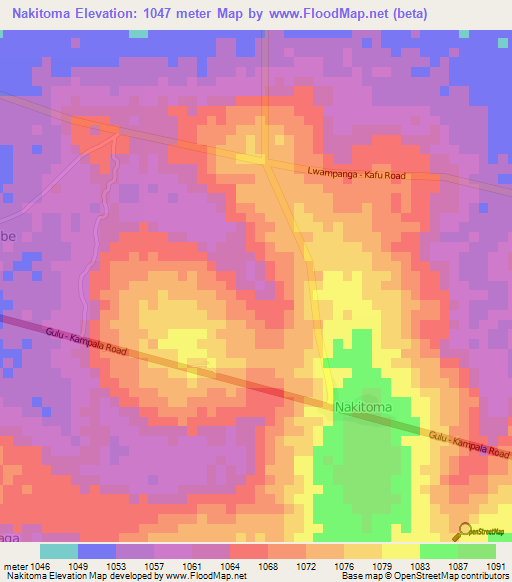 Nakitoma,Uganda Elevation Map