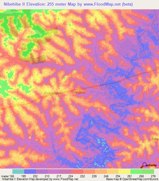 Nibehibe II,Ivory Coast Elevation Map