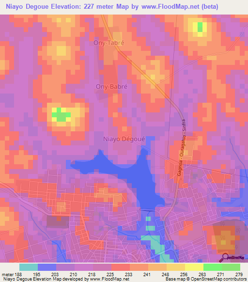 Niayo Degoue,Ivory Coast Elevation Map