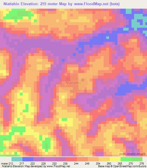 Niatiahio,Ivory Coast Elevation Map