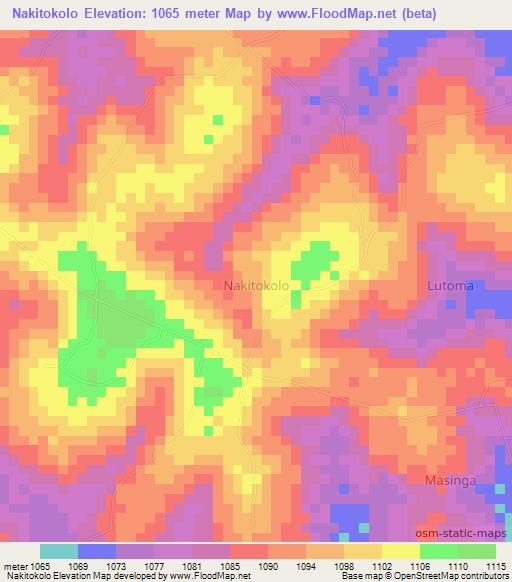 Nakitokolo,Uganda Elevation Map
