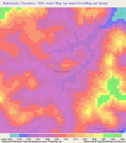 Nakitokolo,Uganda Elevation Map