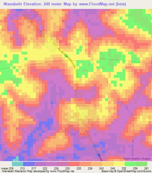 Nianabehi,Ivory Coast Elevation Map