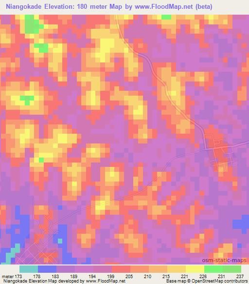 Niangokade,Ivory Coast Elevation Map