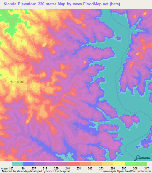 Nianda,Ivory Coast Elevation Map