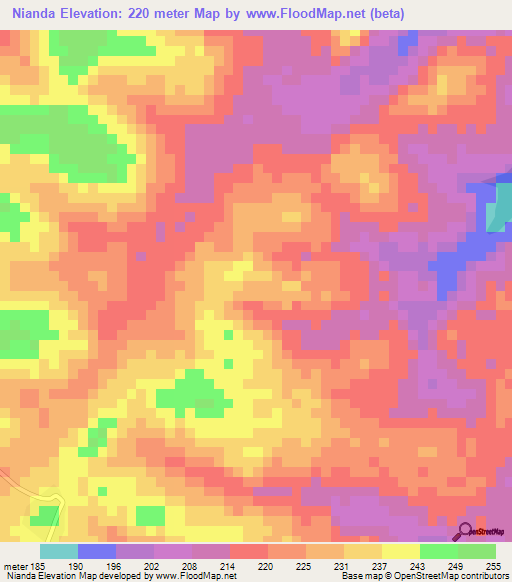 Nianda,Ivory Coast Elevation Map