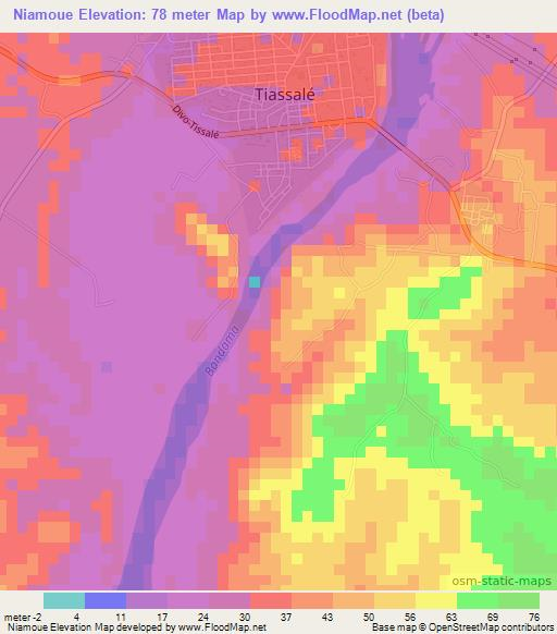Niamoue,Ivory Coast Elevation Map