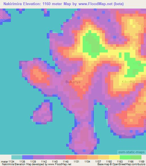 Nakirimira,Uganda Elevation Map