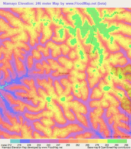 Niamayo,Ivory Coast Elevation Map