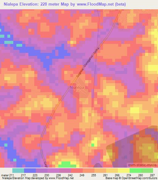 Nialepa,Ivory Coast Elevation Map