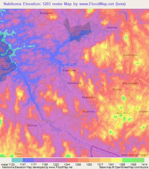 Nakikoma,Uganda Elevation Map