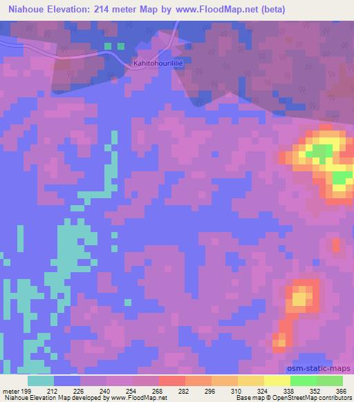 Niahoue,Ivory Coast Elevation Map