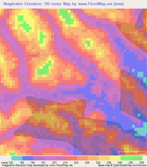 Niagbrahio,Ivory Coast Elevation Map