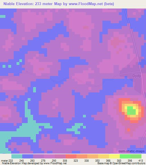 Niable,Ivory Coast Elevation Map