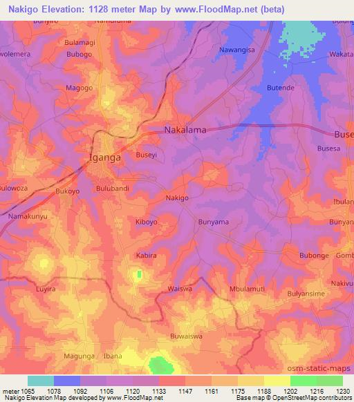 Nakigo,Uganda Elevation Map