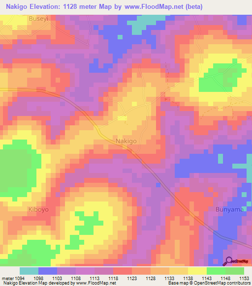 Nakigo,Uganda Elevation Map