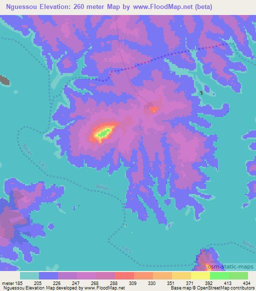 Nguessou,Ivory Coast Elevation Map