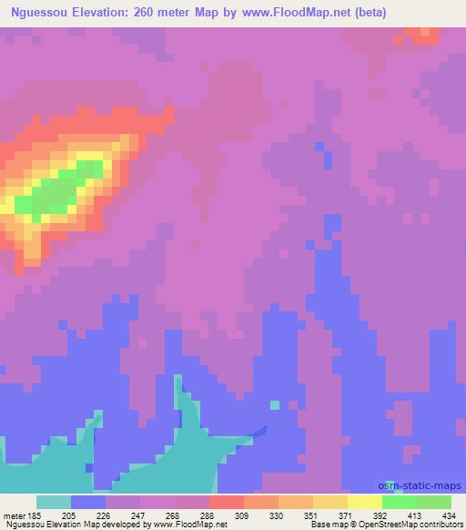Nguessou,Ivory Coast Elevation Map